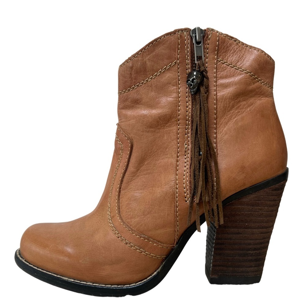 Kelsi Dagger Caramel Brown Western Style Ankle Boots - Size 7